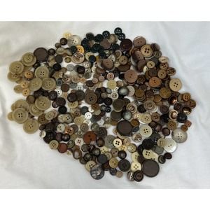 Large Lot Variety Assorted BROWN Vintage 100+ Buttons Shank Various Sizes Flat